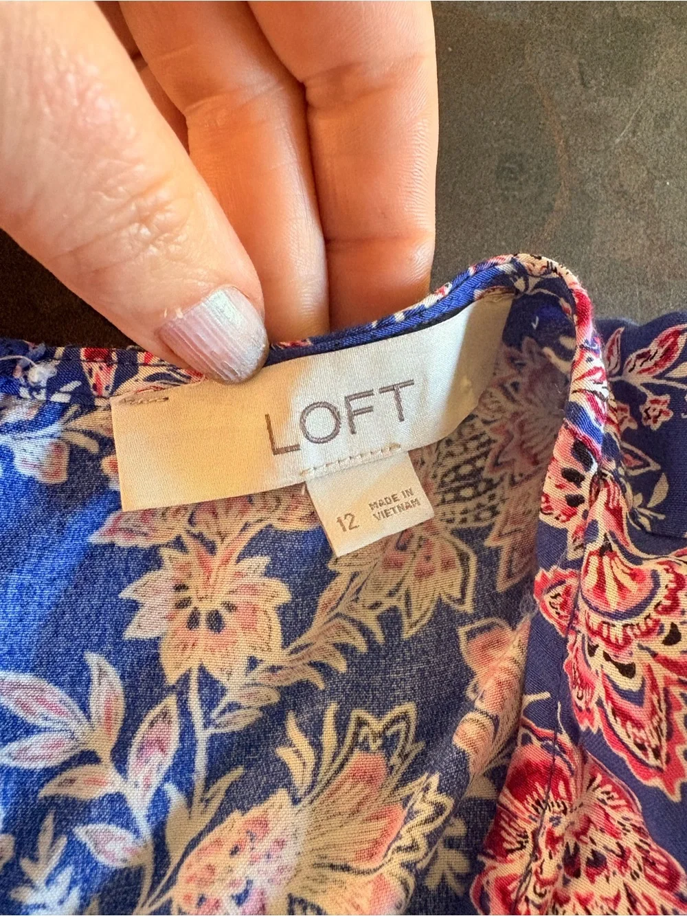 LOFT Blue Floral Scoop-Neck Mini Dress 12 - Picture 7 of 9